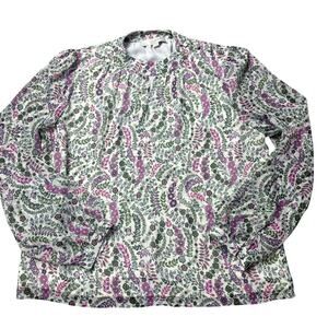 LOFT Sample Floral Blouse Top Size M Pink Green Long Sleeve Not For Resale